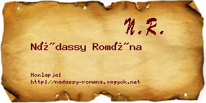 Nádassy Romána névjegykártya